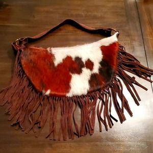 Maurizio Taiuti Cow Hide Fringe BOHO Suede Purse